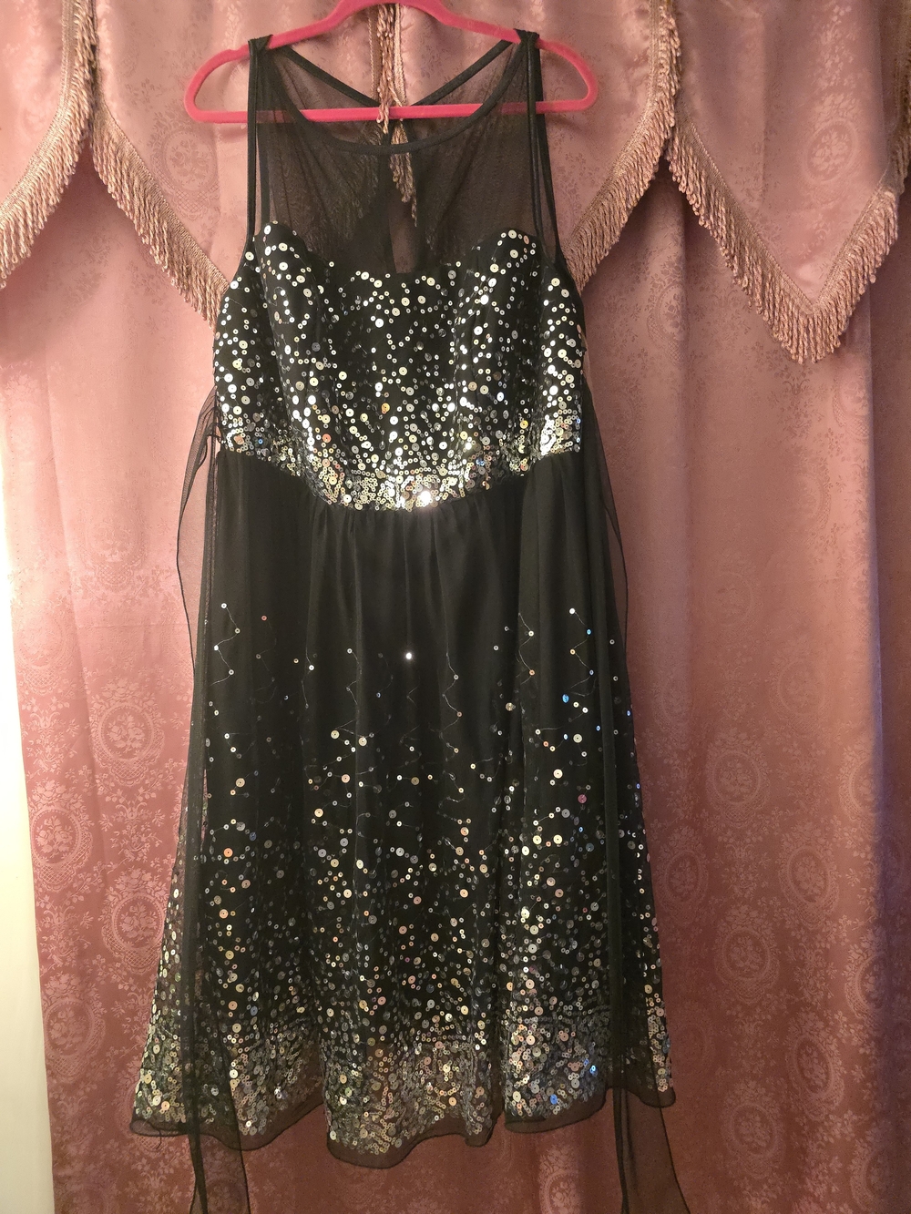 Rue21 Black Sequin Mesh Prom Dress